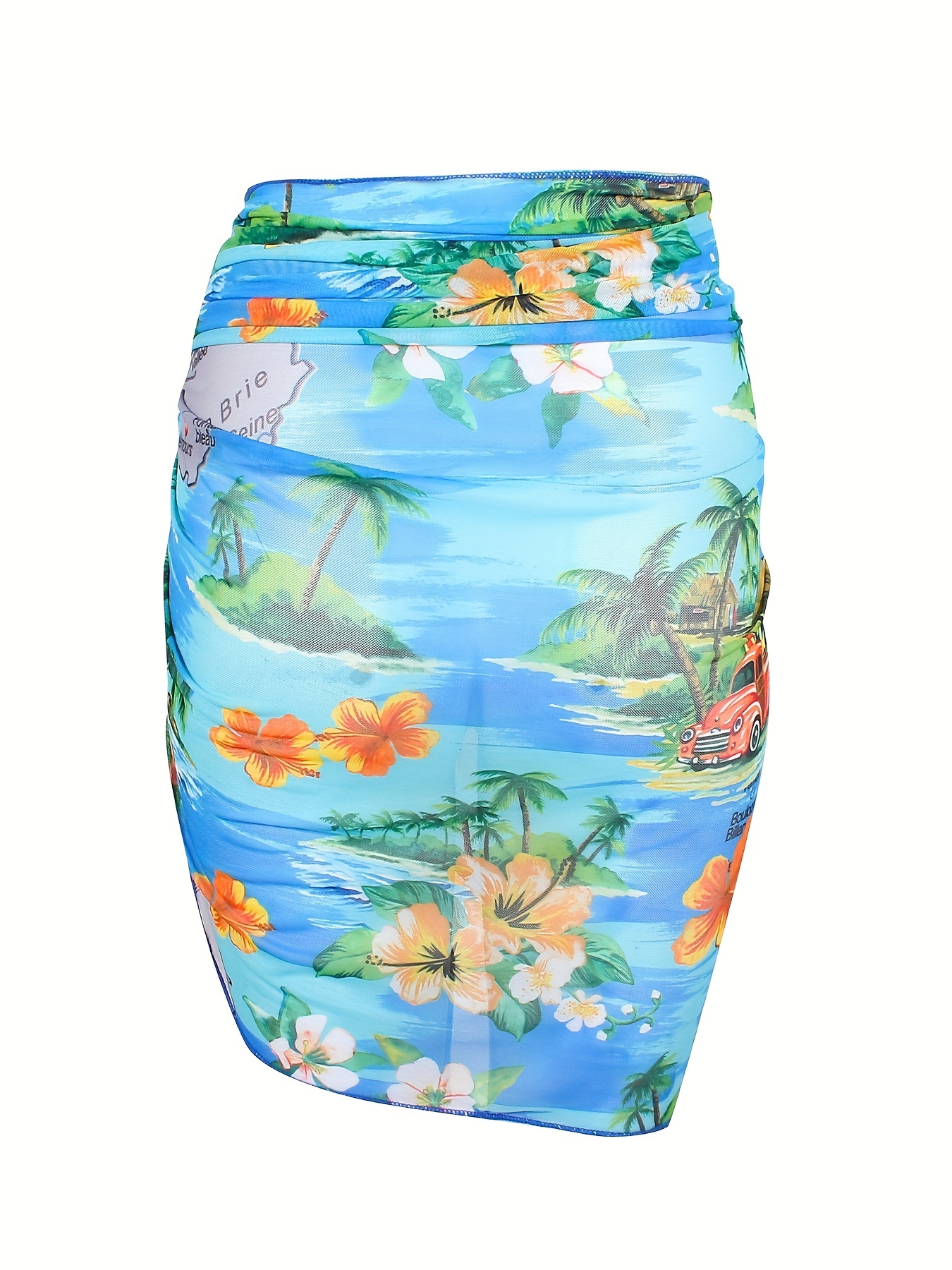 Tropical Palm Leaf Print Tie Front Belt Beach Cover Pants - Temu Canada