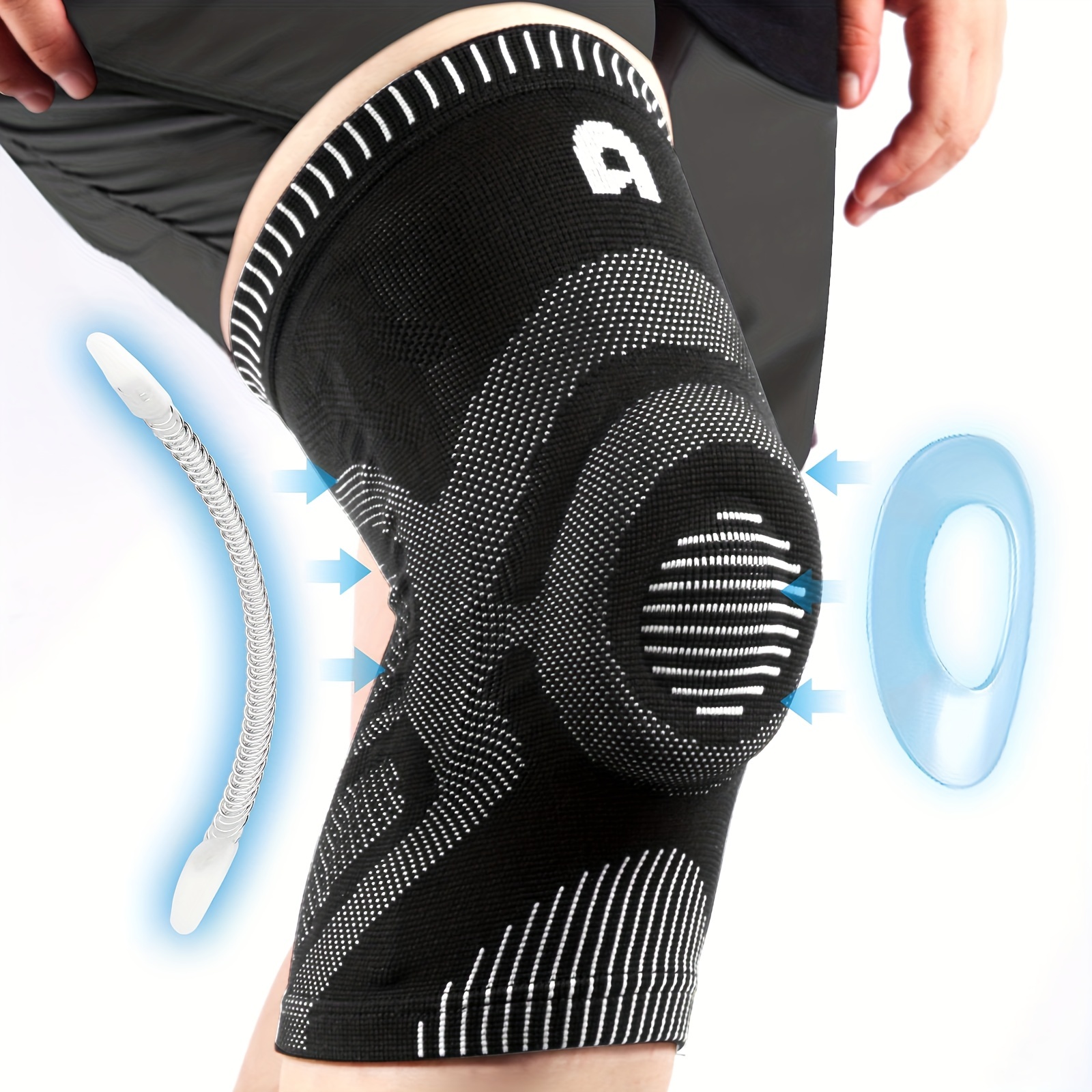 1 pair Knee Compression Sleeve - Knee Braces for Knee Pain. Knee Sleeve  with Side Stabilizers & Patella Gel Pads. Knee Brace for Working Out,  Arthritis & Meniscus Tear. 5 Sizes. 