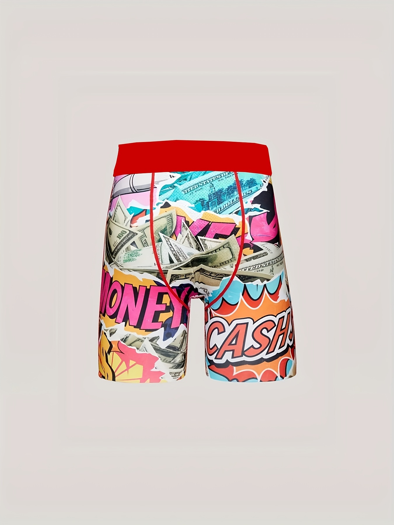 Men's Dollar Print Long Boxers Briefs Shorts, Breathable Comfy Stretchy  Quick Drying Sports Boxers Trunks, Men's Novelty Graphic Underwear