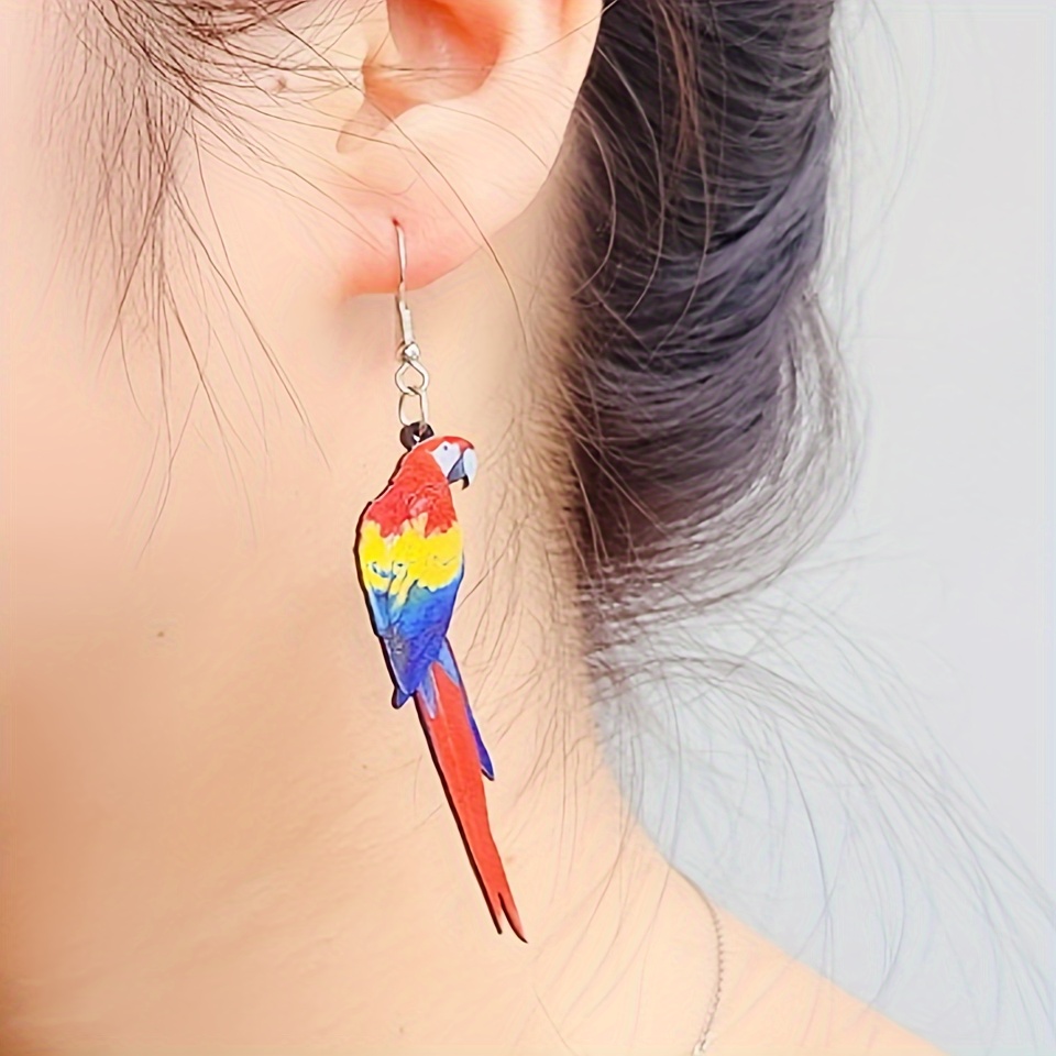 Temu Anhänger Kolibri Papagei Teenager Geschenke Ohrringe Bunte 1 Paar Mädchen Vogelserie - Eule Ohrringe, Süße Für Taube Schmuck Germany