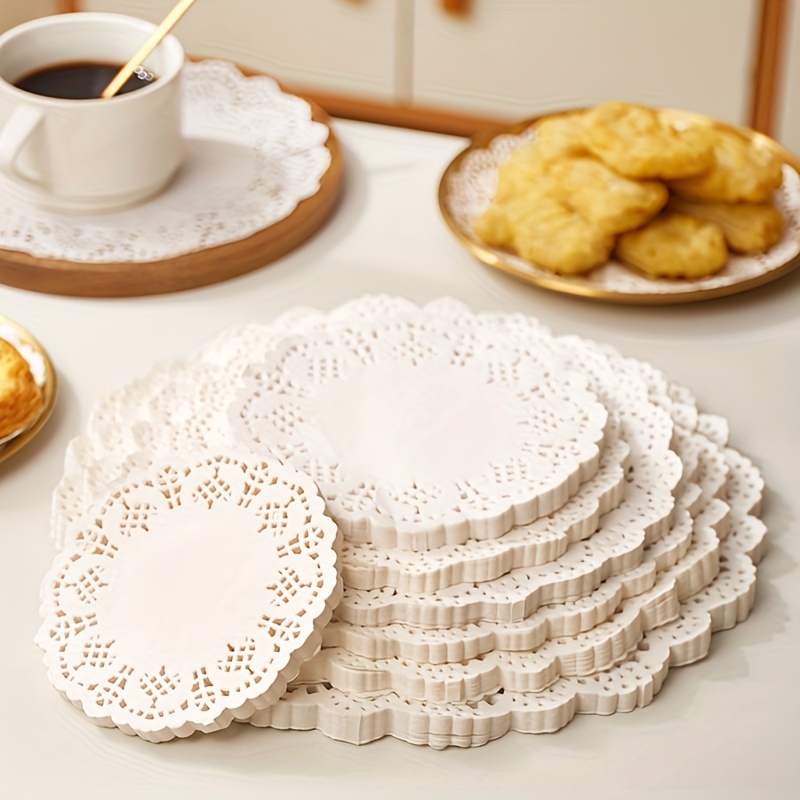 White Lace Paper Doilies Rectangle Flower Bottom Paper - Temu