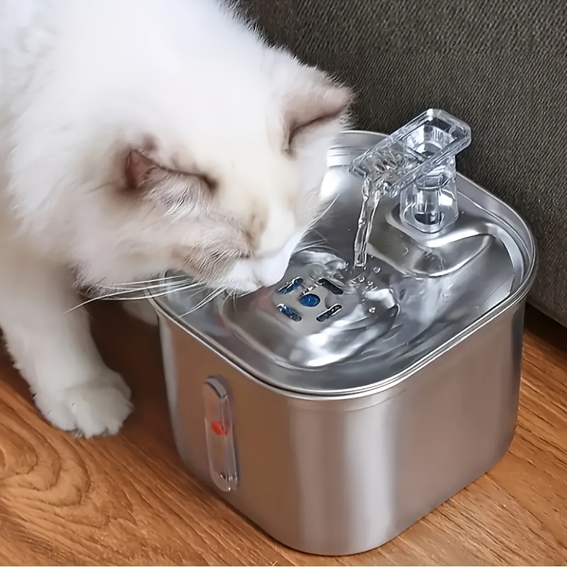  ROJECO Fuente de agua para gatos de acero inoxidable, fuente de  agua ultra silenciosa para mascotas de 108 oz/3.2 L, dispensador de bebidas  para perros de gran capacidad, cuenco automático de