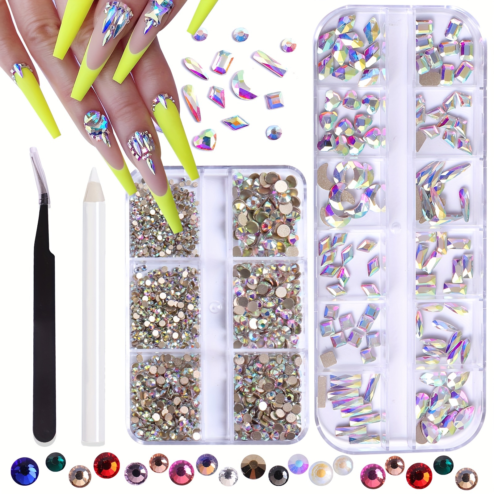 Bedazzler - Strass per artigianato con colla trasparente, kit con strass per  vestiti, vestiti, tessuti, scarpe, cristalli colorati con retro piatto, kit  di strass con retro piatto, set per bicchieri : 