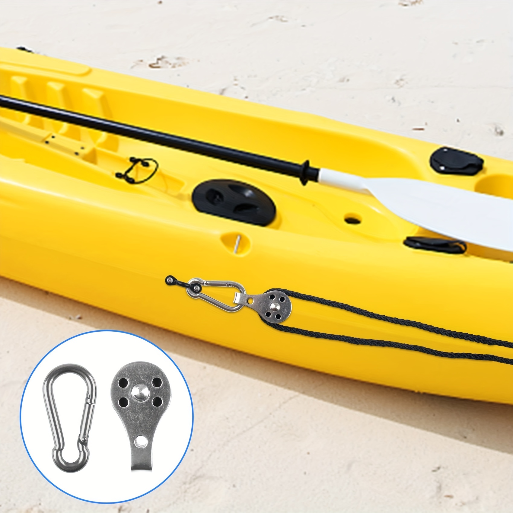 2 Sets Kayak Accessories Fishing Kayaks Fishing Kit Fishing Accessories  Deck Pad Eye Anchor Trolley Pulley Black Rope Buckle Plastic Anchor Rivet  Kit