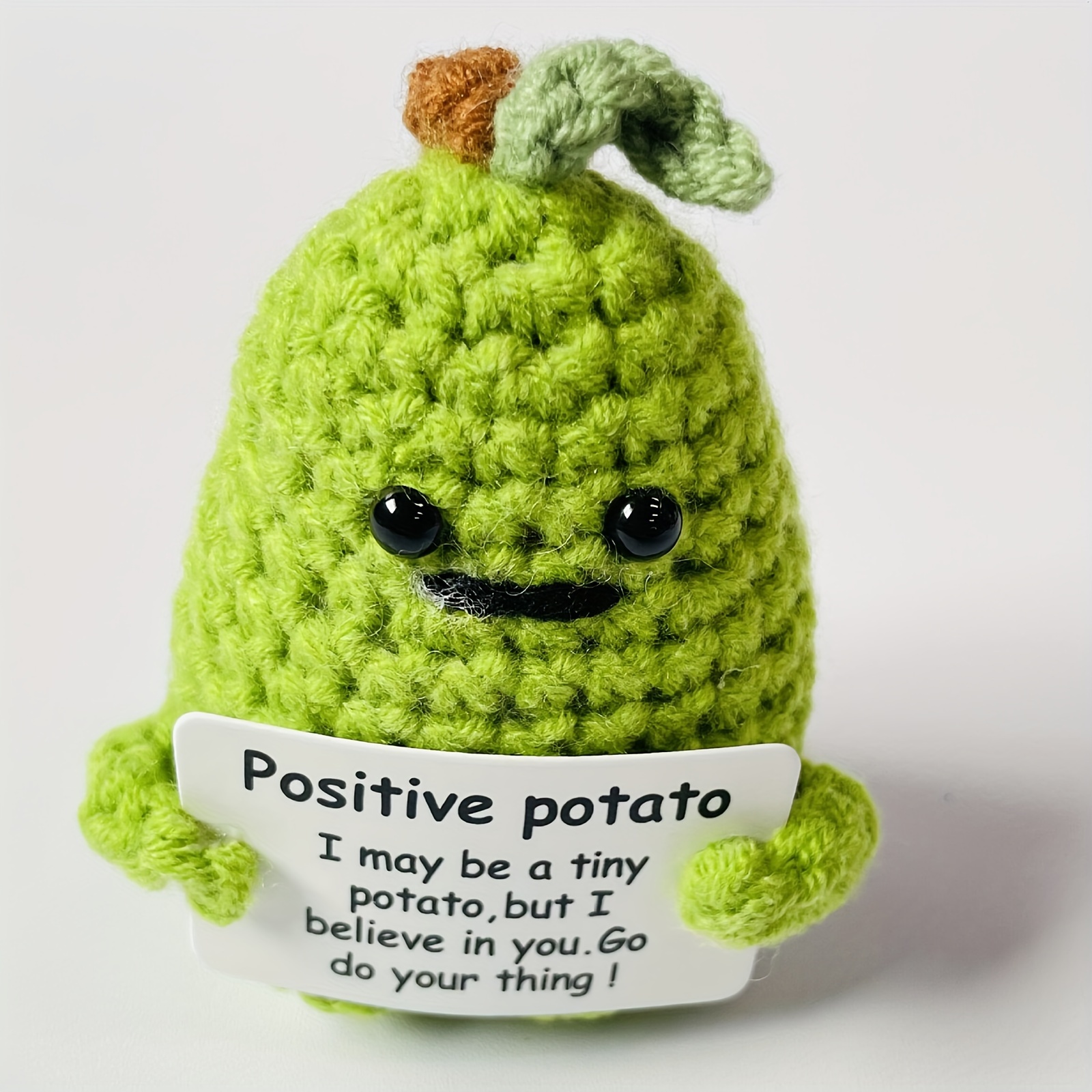 Funny Positive Potato Doll, Knitting Potato Cute Toys Games with Card,  Funny Knitted Potato Doll, Knitted Doll for Car, New Year Holiday Desk  Style B