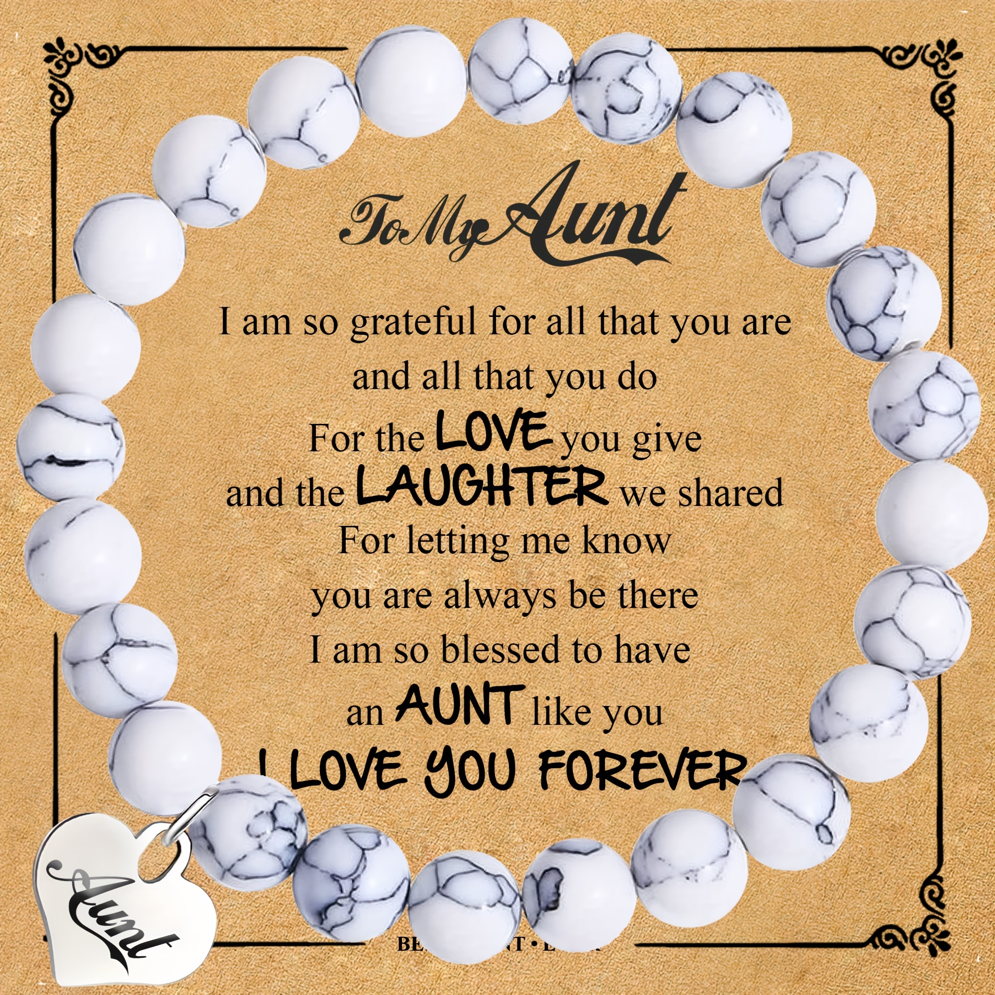 TEMU 1pc Bracelet Pendentif de Cœur Délicat - Cadeau pour Tante, Rentrée Scolaire/Cadeau de Diplôme/Action de /Cadeau d'Anniversaire - Pour Tante,