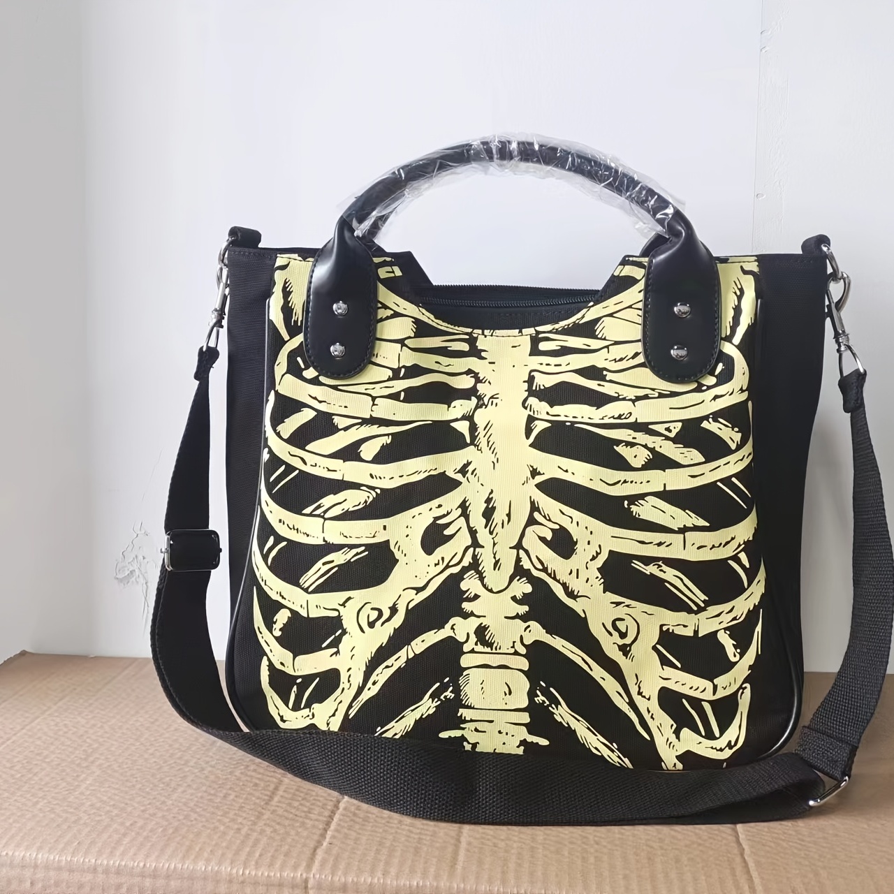 Ghost Skull Pattern Shoulder Bag Goth Zipper Crossbody Bag Halloween Purse  For Shopping - Bags & Luggage - Temu