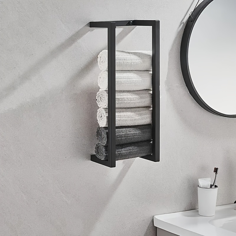 Stylish And Durable Black Towel Bar For Bathroom Punch free - Temu