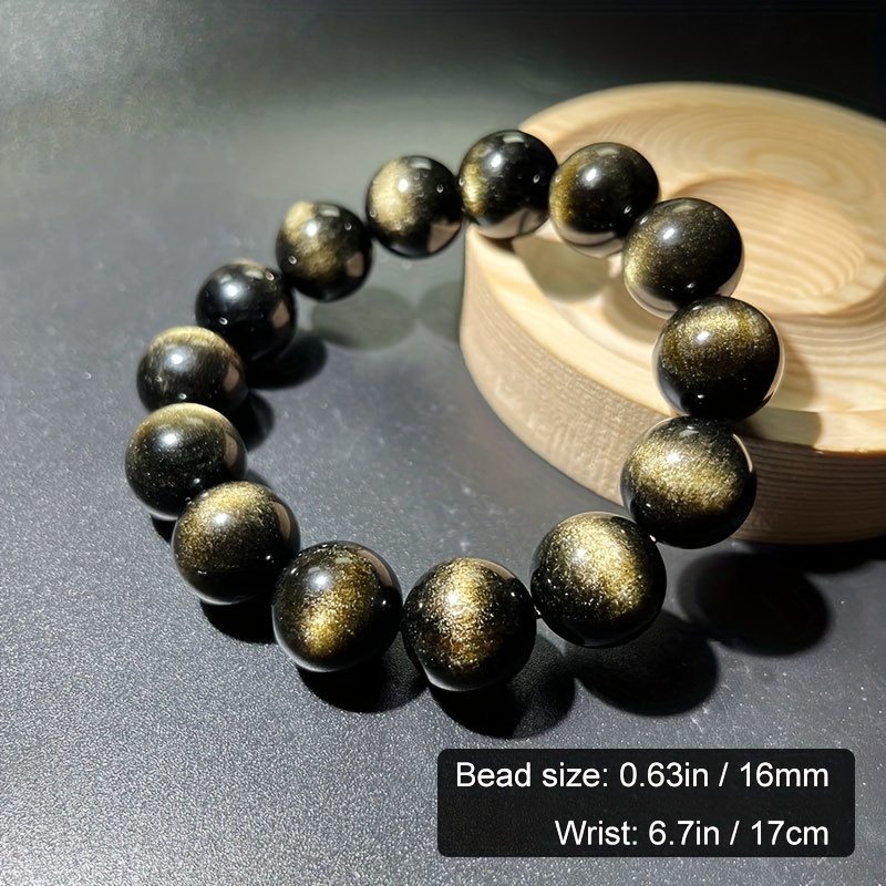 Black Obsidian Bracelet Beads Bulk, 6.7/17cm