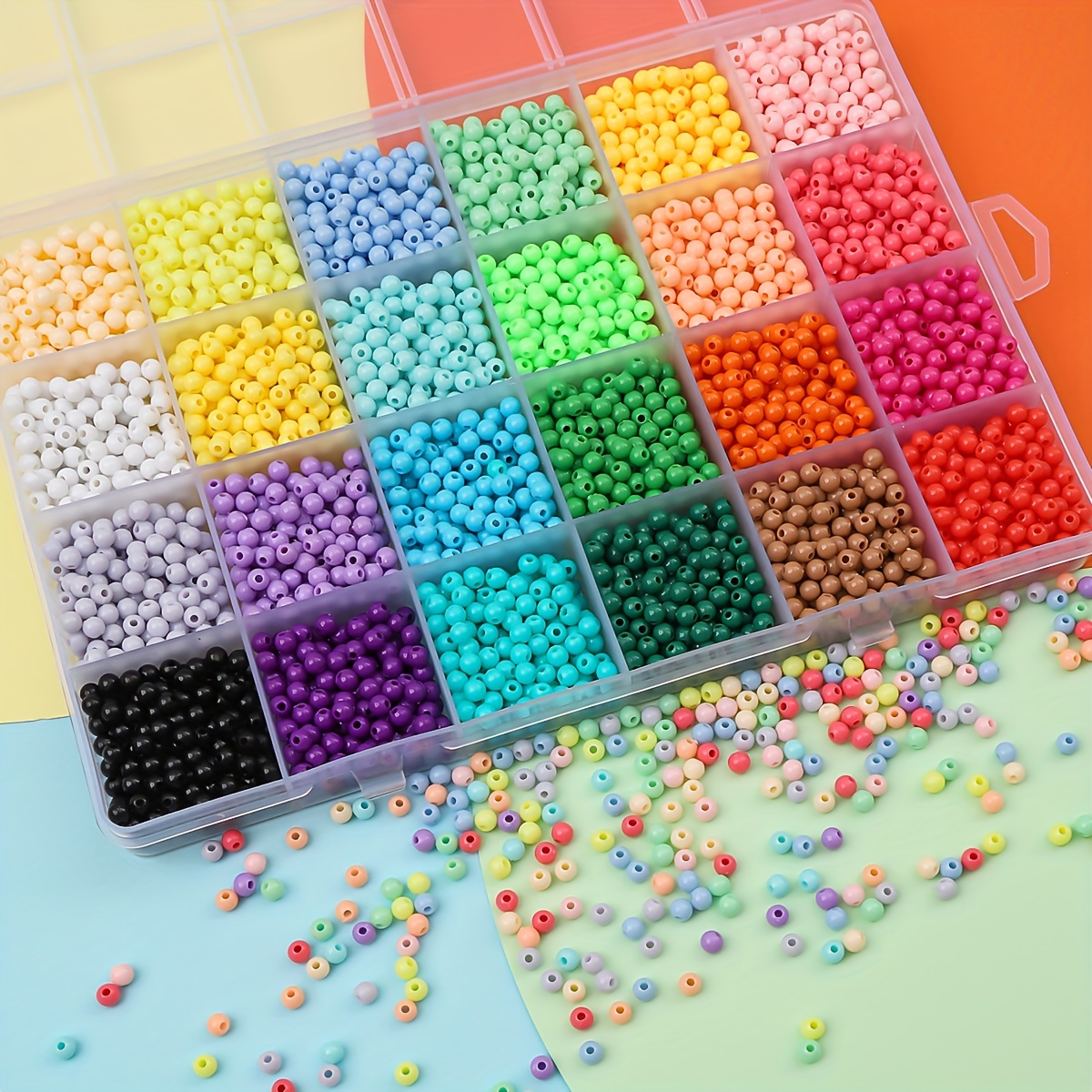 

300pcs 0.4cm 0.157in Mix Candy Colors Acrylic Round Beads For Jewelry Making Diy Necklace Bracelet Handmade Crafting Small Business Supplies
