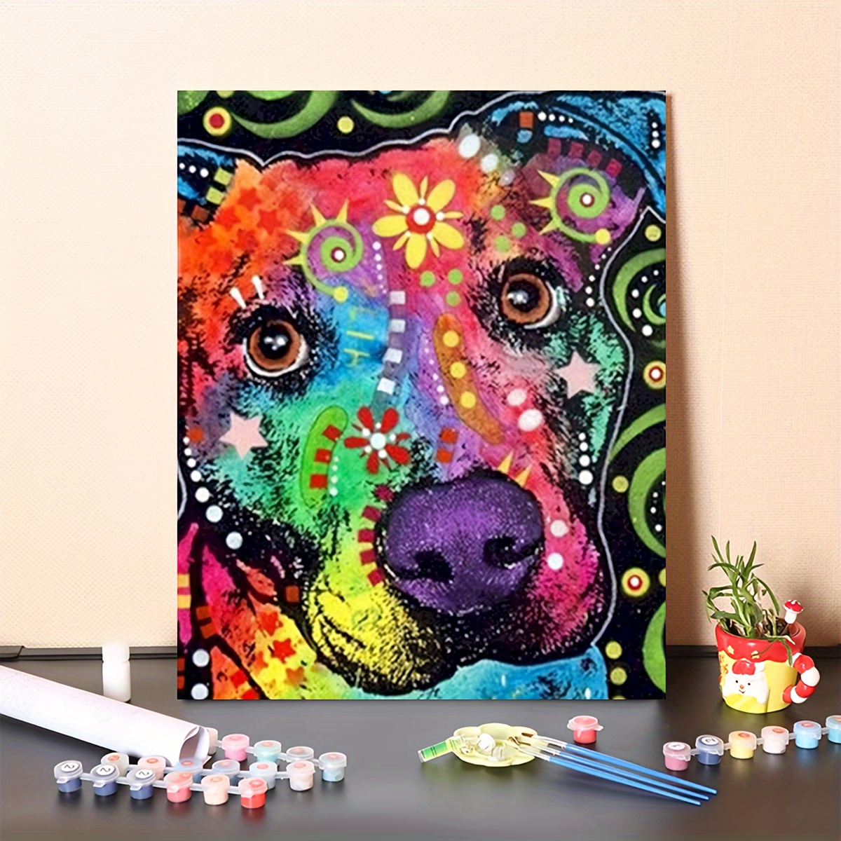 Diy Paint By Numbers Kit For Adults Beginner Dog - Temu