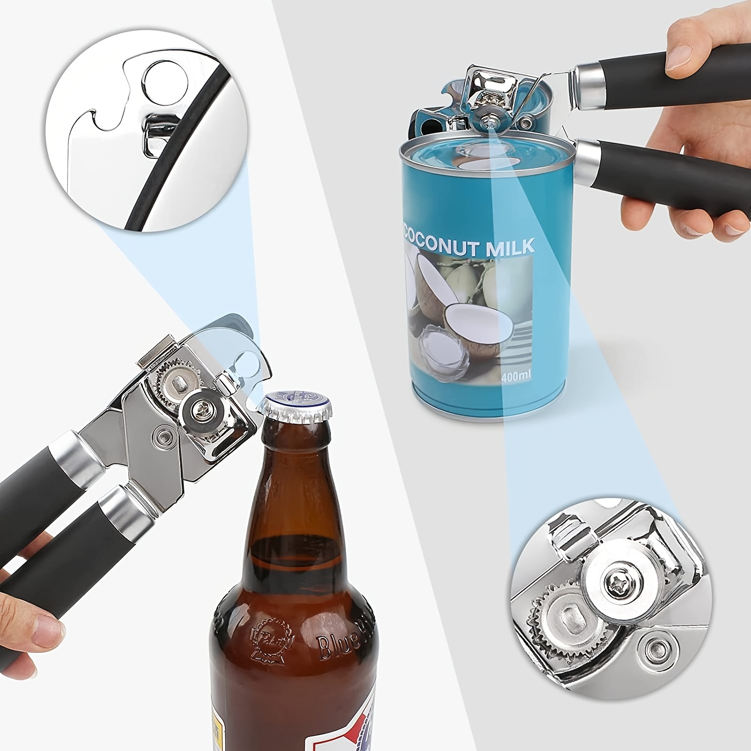 2Pcs Travel Easy To Carry Multifunctional Household Beverage Can Opener  Bottle Opener Beer BLACK 