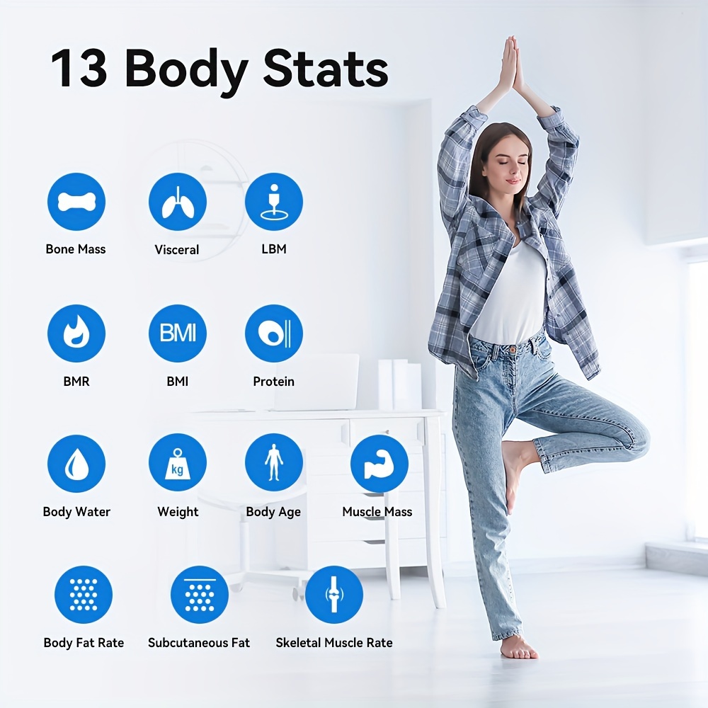 Body Fat Scale,Bluetooth Bathroom Weight Scale Body Composition Monitor  Health Analyzer with App for Body Weight, Fat, Water, BMI, BMR, Muscle