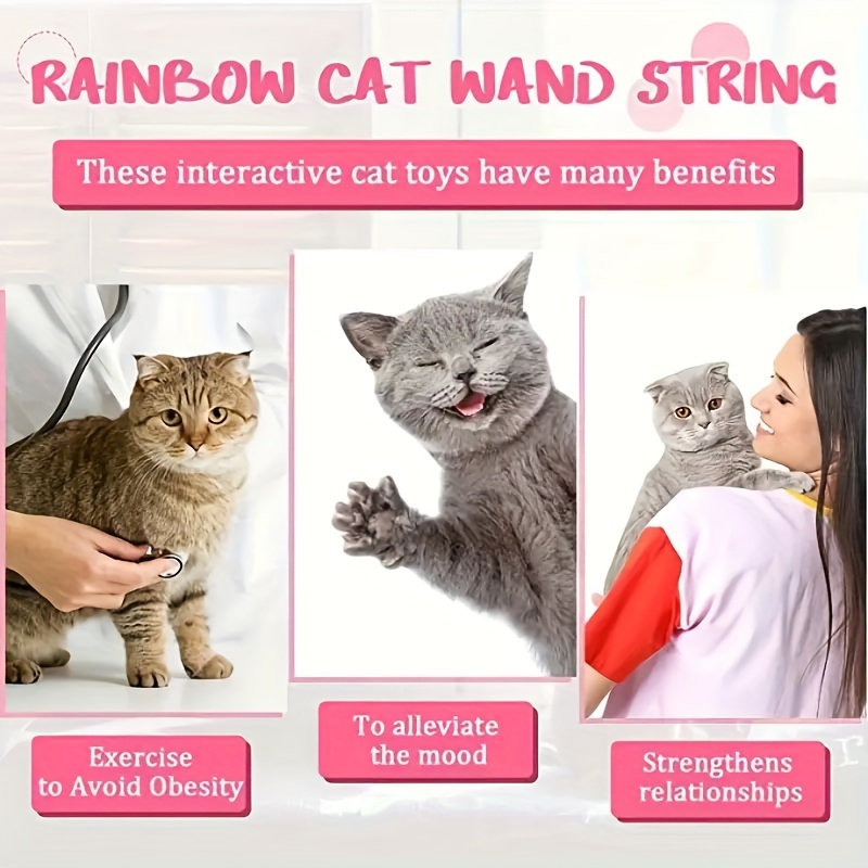 2Pcs Indoor Cat Teasing Wand Cat String Stick Interesting Cat