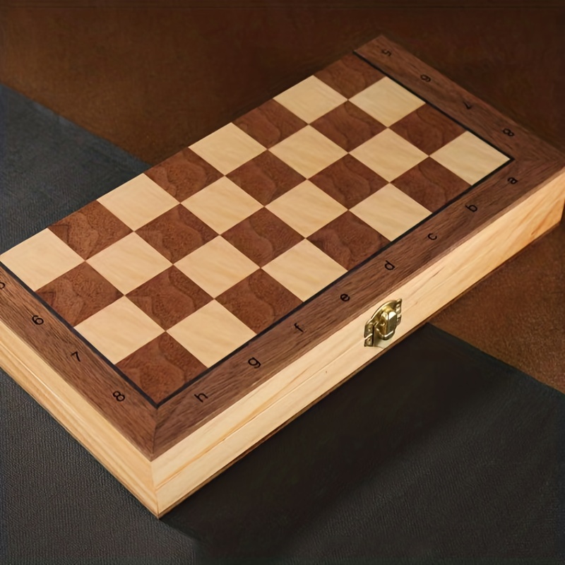 Three-in-one Solid Wood High-grade Chess Wooden Chess Foldable Convenient  Puzzle Board Game Toys Halloween/thanksgiving Day/christmas Gift - Temu
