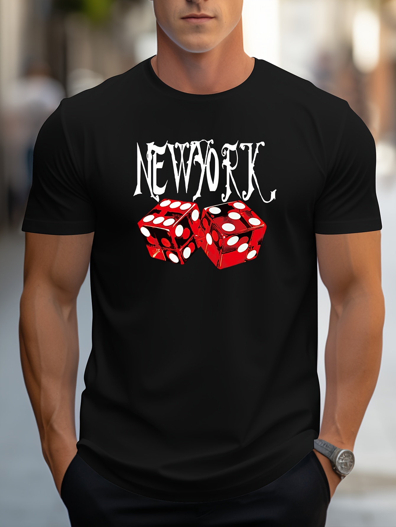 New York, Maglietta Casual A Maglia Morbida Leggermente Elasticizzata Con  Grafica A Collo Rotondo, Abbigliamento Maschile Per Lestate, Spedizione  Gratuita, Resi Gratuiti