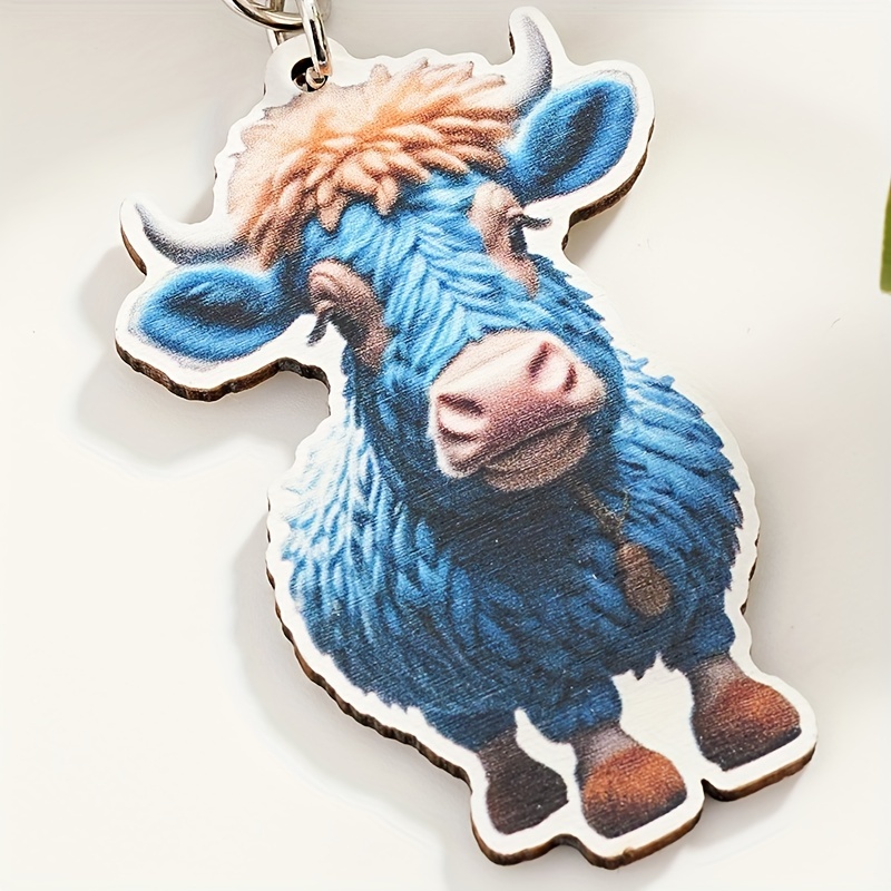 White Highland Cow Keychain