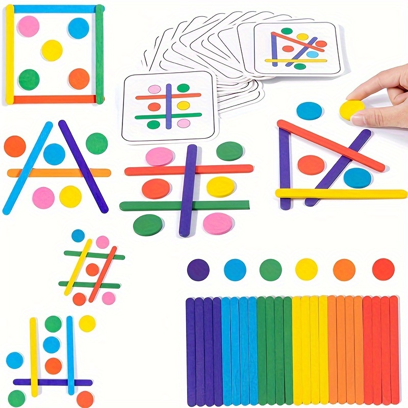 Kids Rainbow Stick Puzzle Toys, Educational Matching Game
