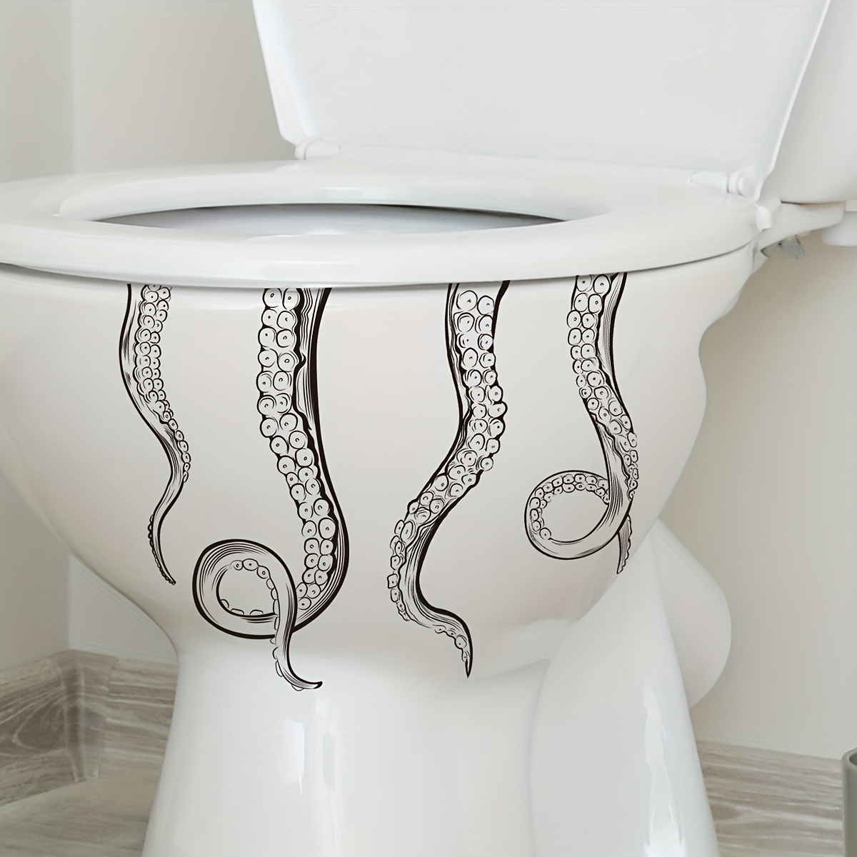 

1pc Octopus Toilet Sticker, Cartoon Room Decor Octopus Toilet Sticker, Self Adhesive Toilet Animal Pattern Decal, Bathroom Accessories