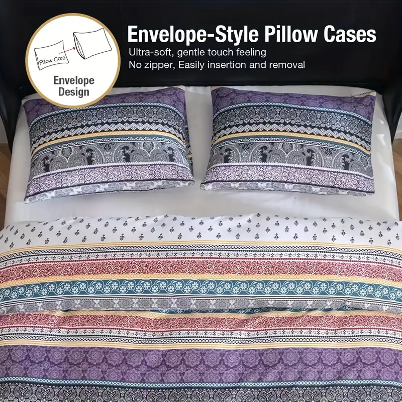 3pcs retro striped printed bedding set 1pc duvet cover 2pcs pillowcase without pillow core details 5