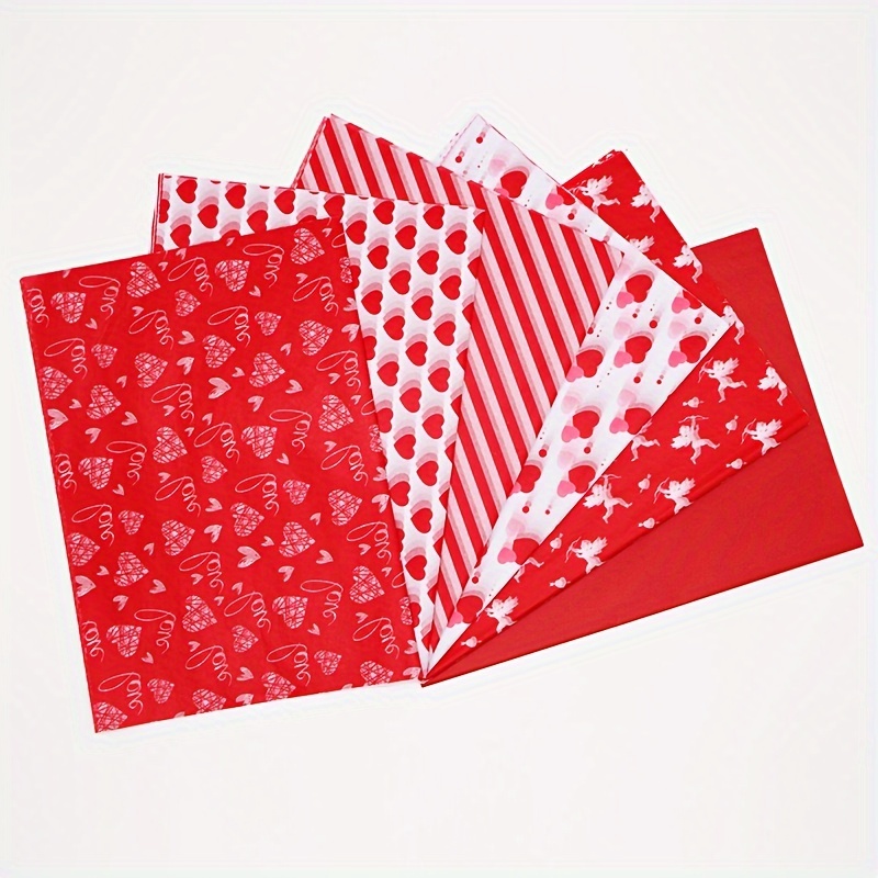 10 Hojas/paquete Papel Seda Rojo Diseño Corazones Envolver - Temu