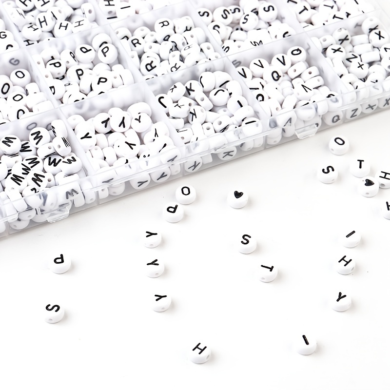 Eppingwin 1400 pcs Letter Beads, 4x7 mm Acrylic Beads, Beads for Jewelry  Making, Beads for Bracelet Making, Alphabet Beads, in 28 Grid Box (White  and Black) 4 x 7 mm (Round beads