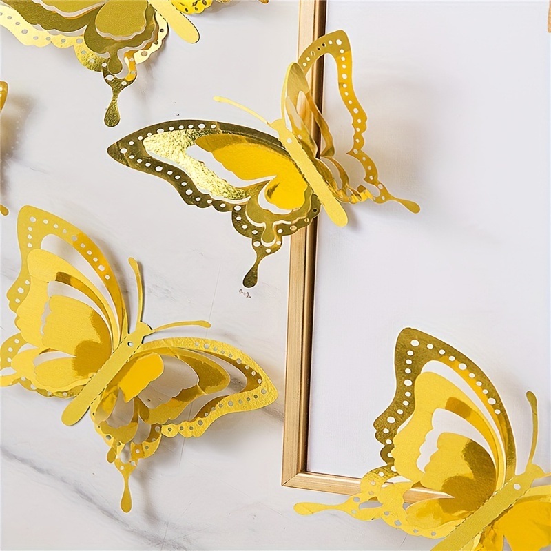 12x 3D Papillon Autocollant Mural Décor Maison Décoration de Chambre Fille  *