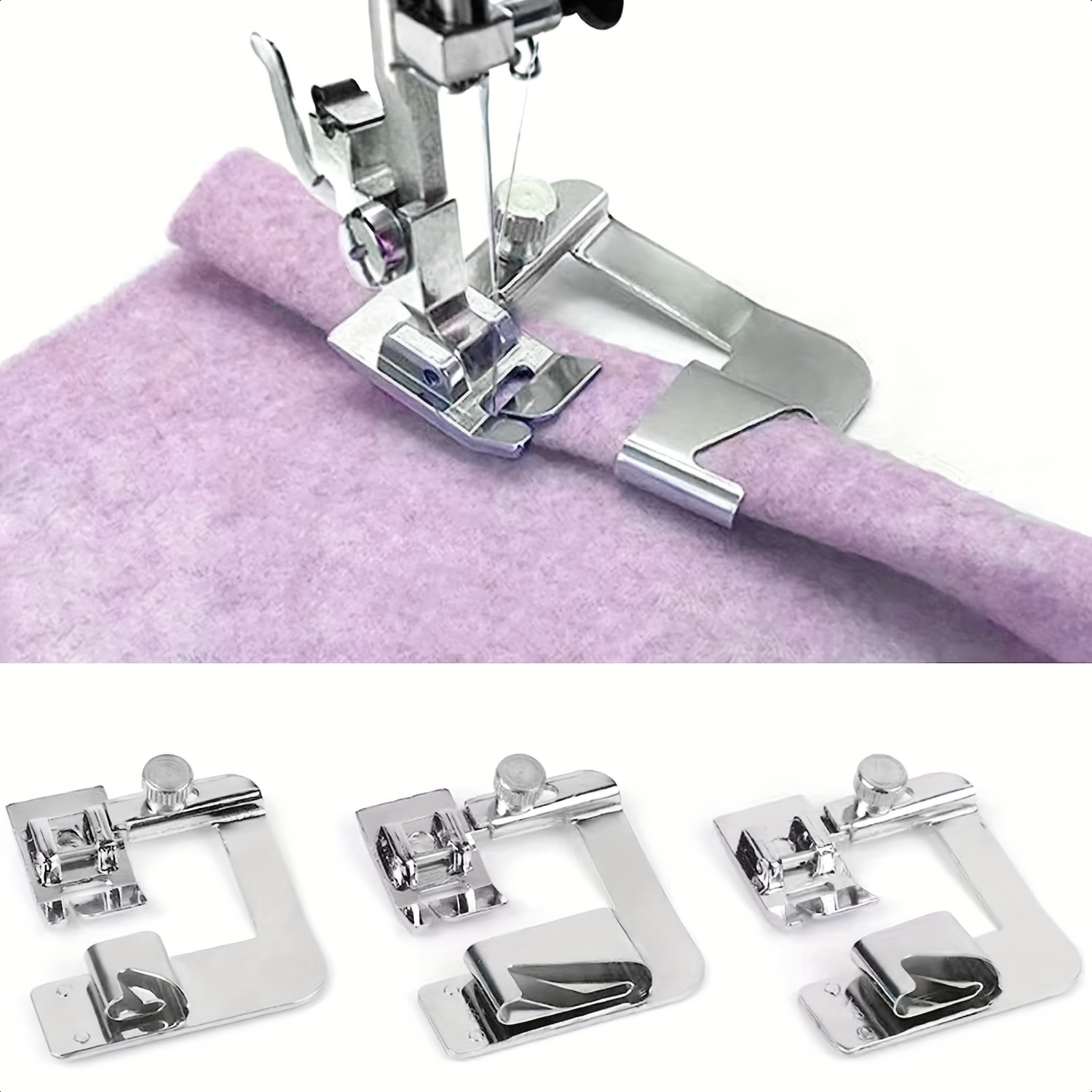 3Pcs Sewing Machine Feet Kit, Hemming Presser Hemming Foot, for Brother  Domestic