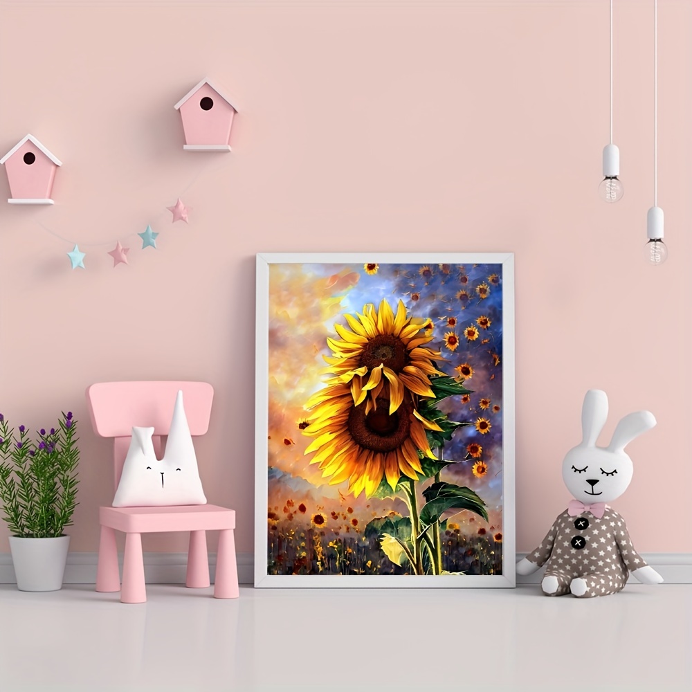 Sunflower Flower Painting on Canvas Kids Wall Art Kids Room Decor