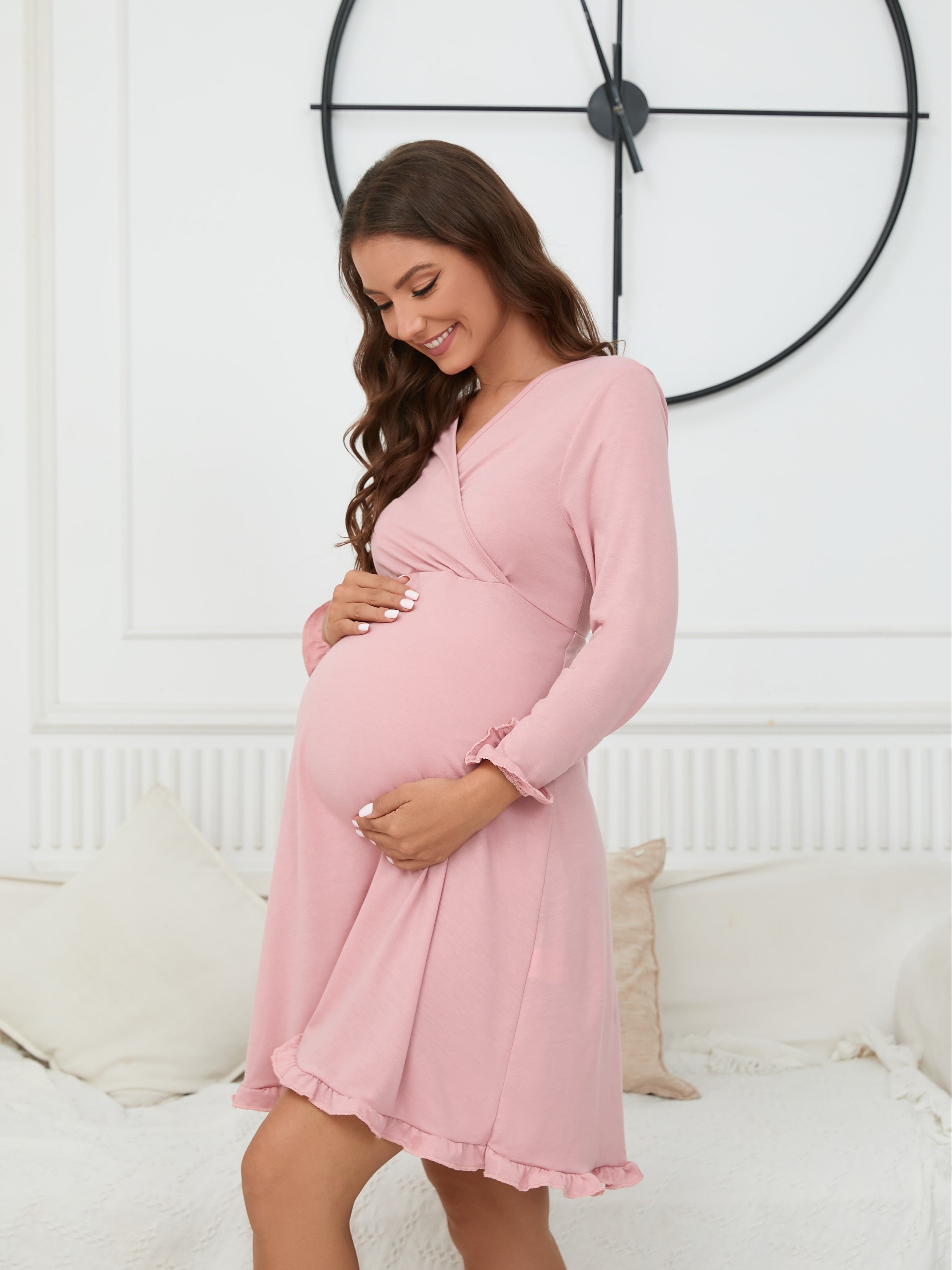 Mujeres Embarazadas Maternidad Abrigo Elegante Sólido - Temu Spain