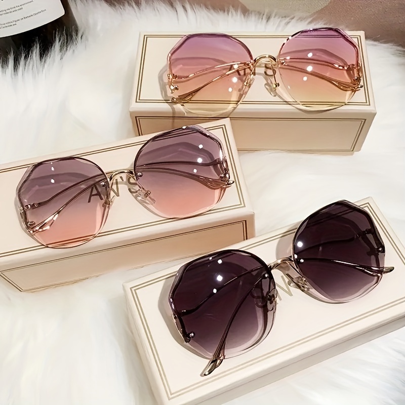 Ombre Lunettes Soleil Sans Monture Mode Femmes Lunettes Temu