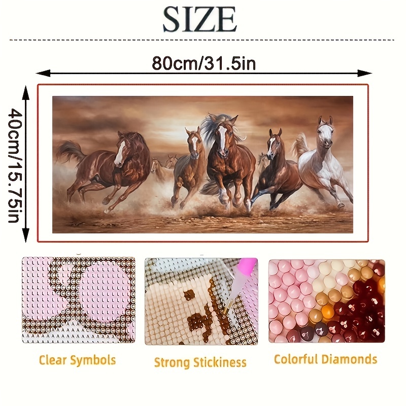 5d Diamond Art Painting Horse Large Size Animals Diamond - Temu