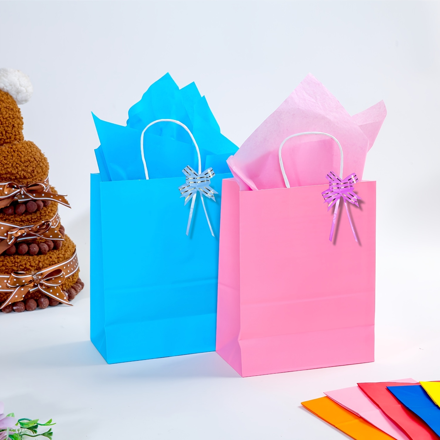 Medium Size Bulk Colored Kraft Paper Gift Bags 8.66x4.3. 24 - Temu