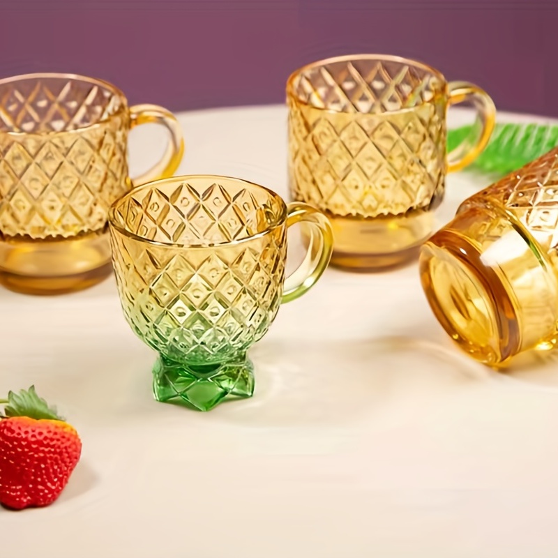Stackable Glass Coffee Mugs Set, Pineapple Design Glass Water Cups With  Handle, Creative Tea Cups Set, Glassware, Summer Drinkware, Home Kitchen  Items, Birthday Gifts - Temu