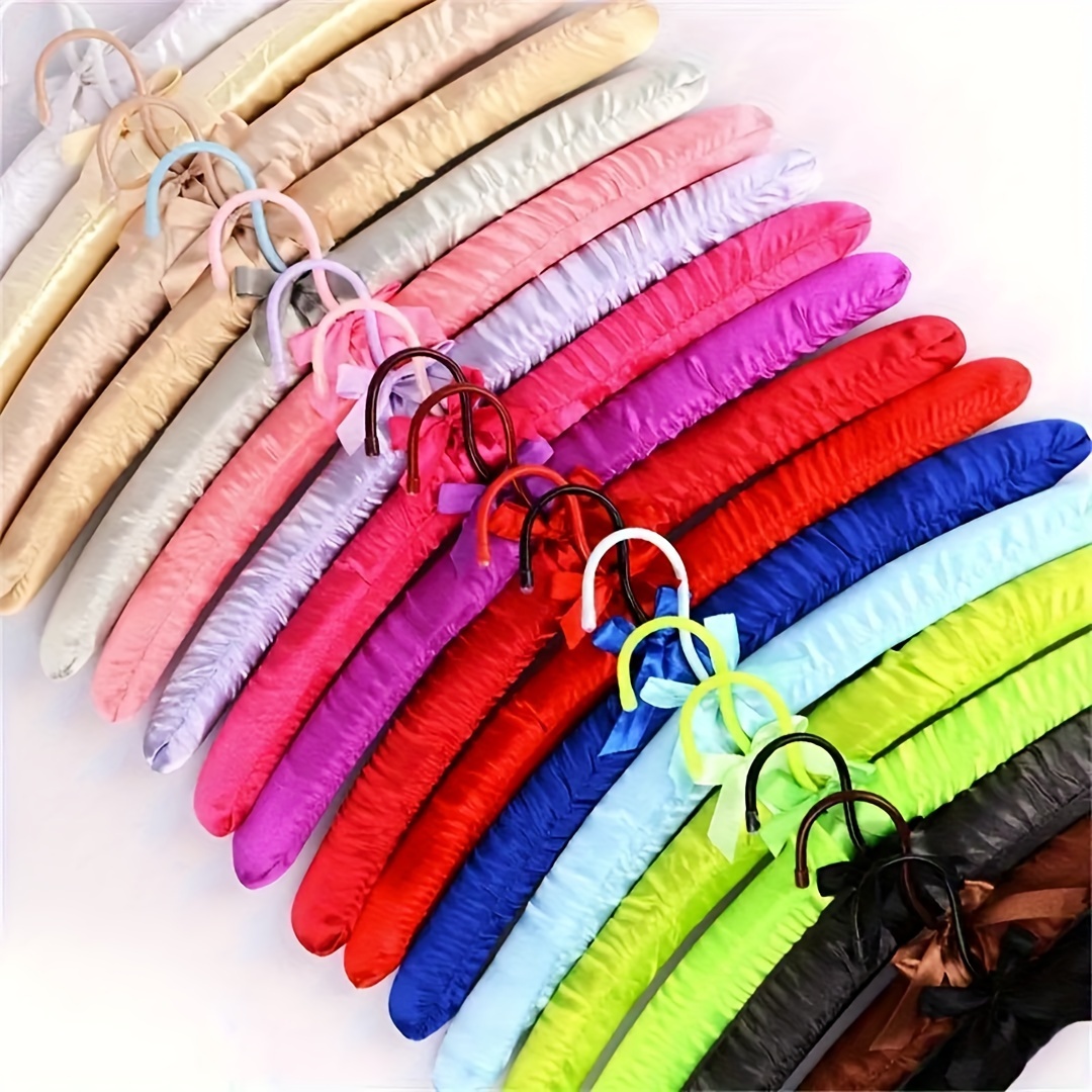 5pcs Silk Packaging Hangers Non Slip Durable Satin Covered Hangers