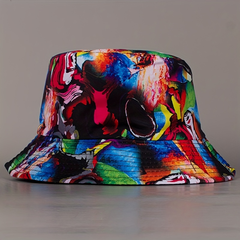 

1pc Colorful Graffiti Reversible Wearing Bucket Hat