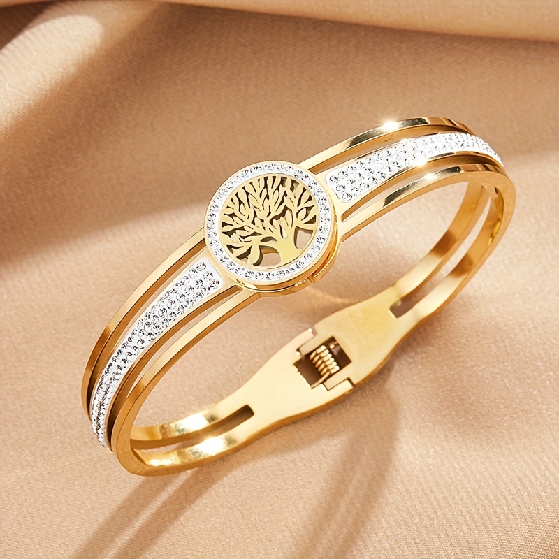 Stainless Steel Life Tree Bracelet Bangle for Men