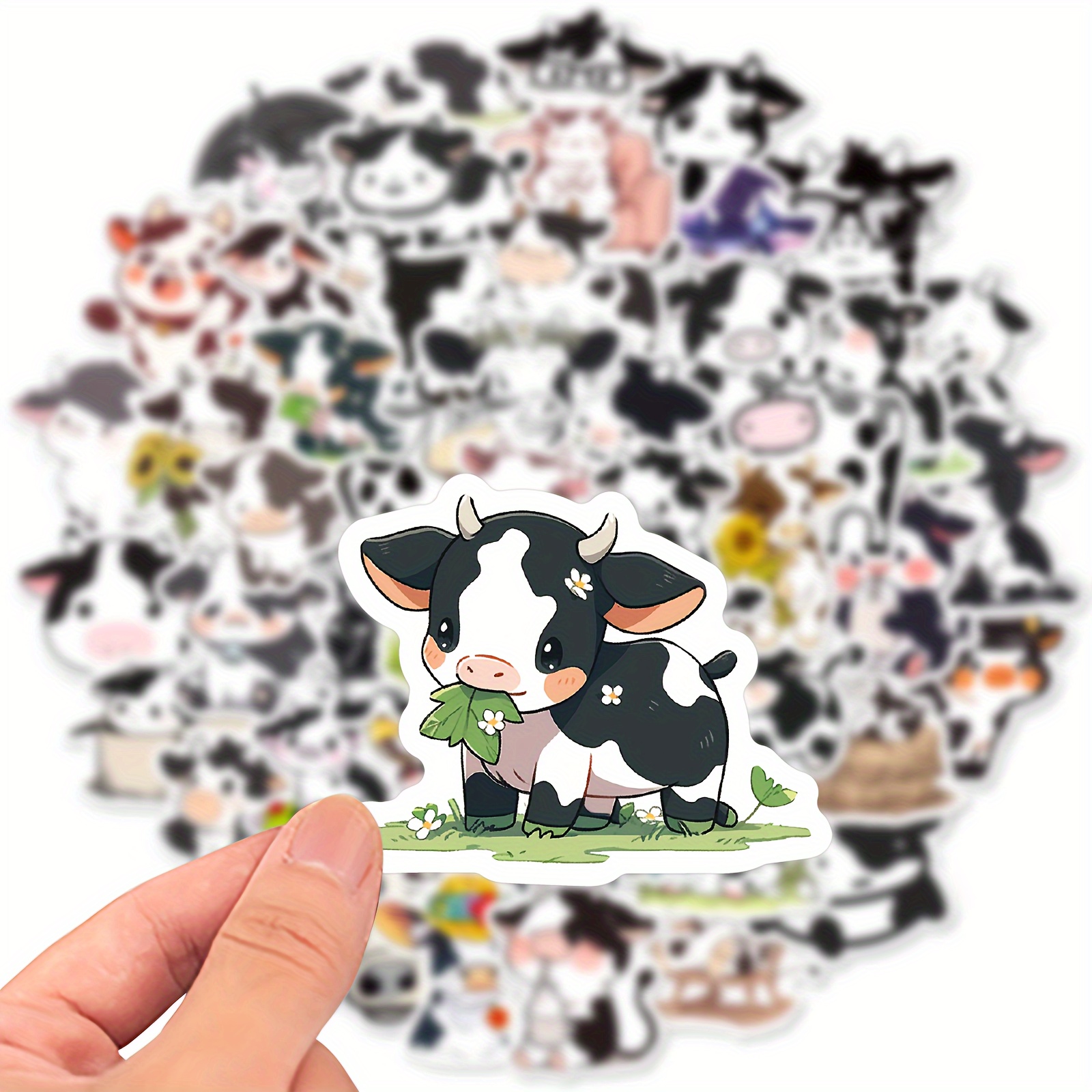 Minimalist Black And White Cow Graffiti Waterproof Stickers - Temu