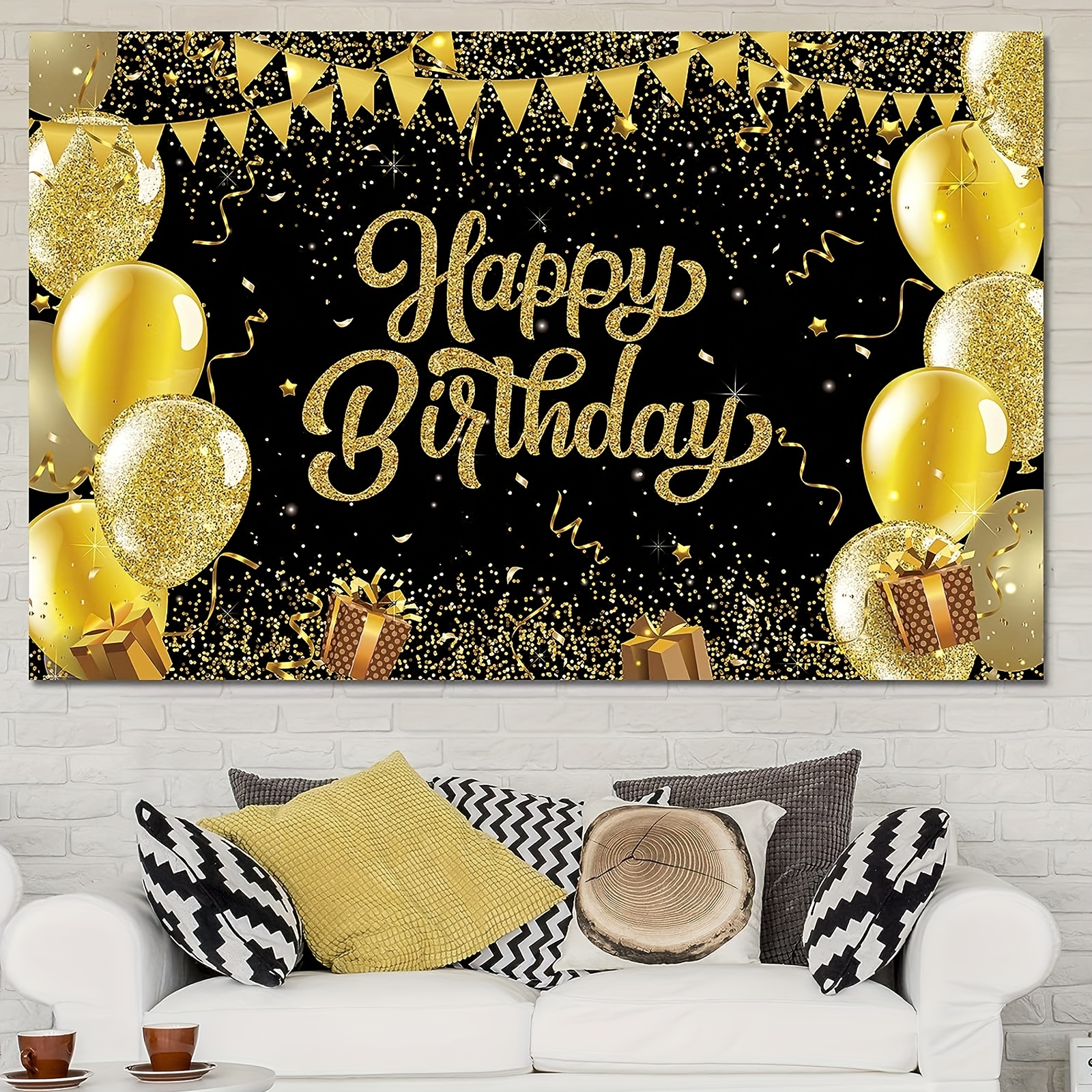 Happy Birthday Decorations for Men, 99pcs Gold and Black Party