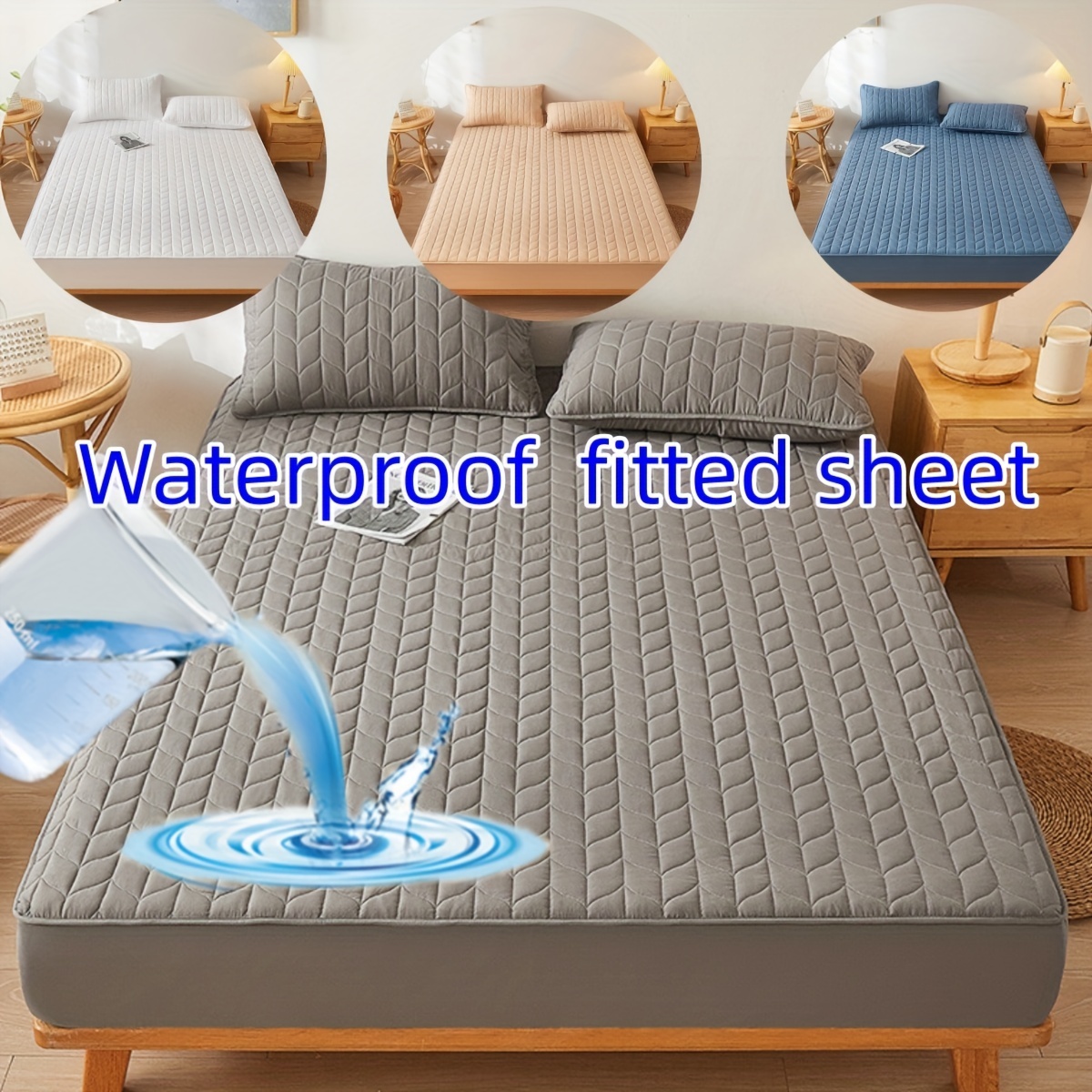 Soft And Breathable Waterproof Fitted Sheet For Bedroom - Temu