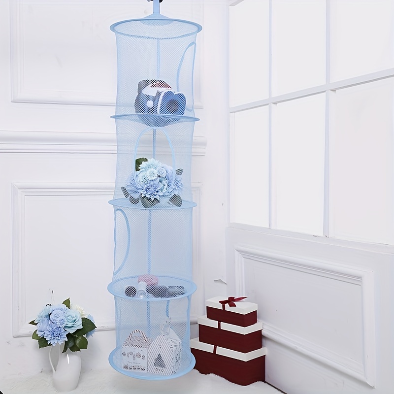 Foldable Hanging Basket, Breathable Four Grid Storage Basket