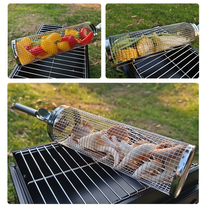 1pc Panier De Barbecue Roulant Extérieur Grille De Barbecue - Temu France