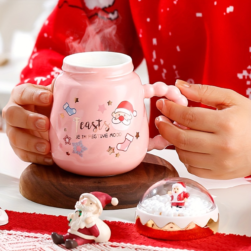 1pc Christmas Mug, Cute Ceramic Tea mugs with Christmas Santa Lid, Novelty  Christmas Cup for Milk, Coffee, Hot Chocolate, Christmas Gift for Women,  Kids, Colleagues, Family, Friends