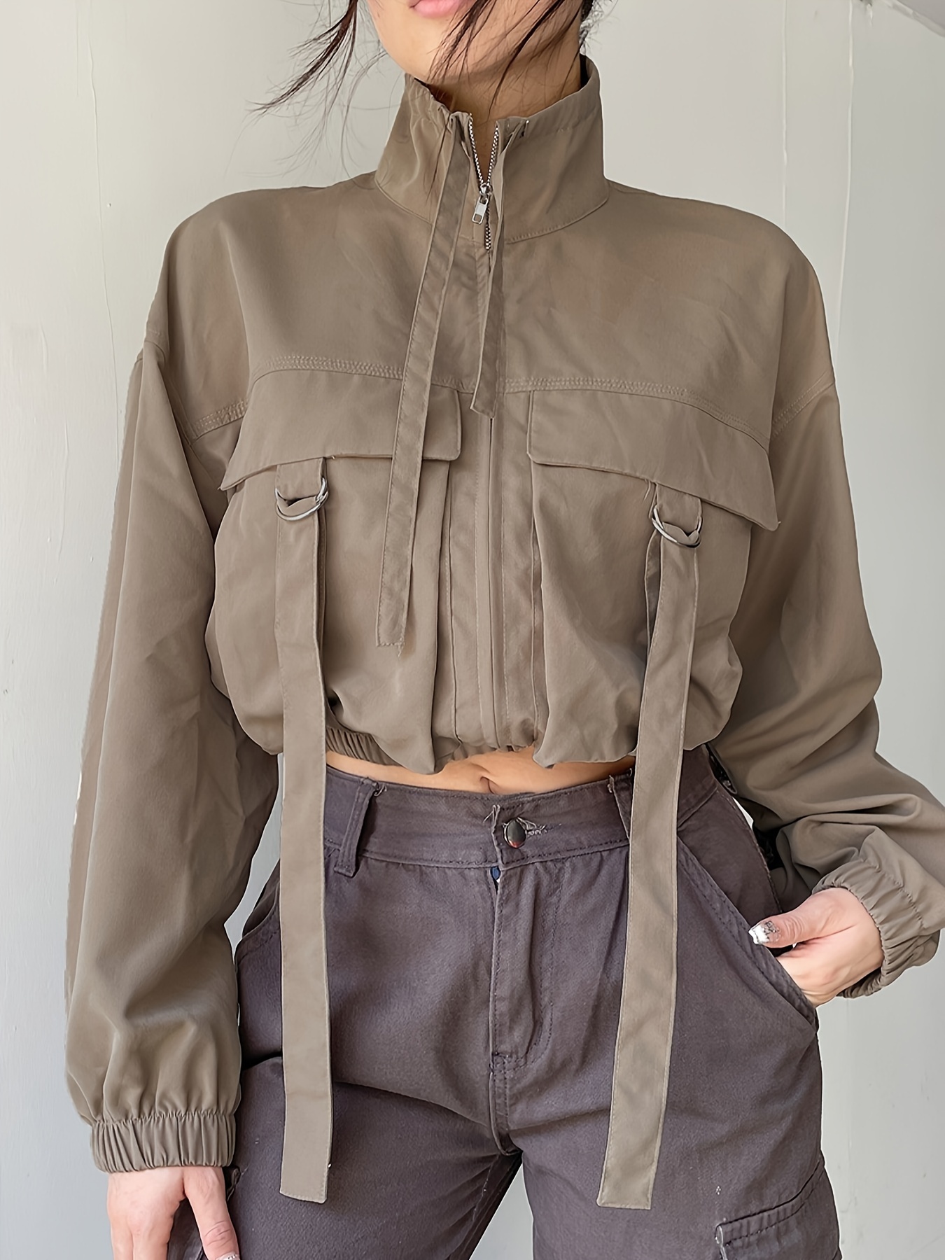 Long hot sale cargo jacket