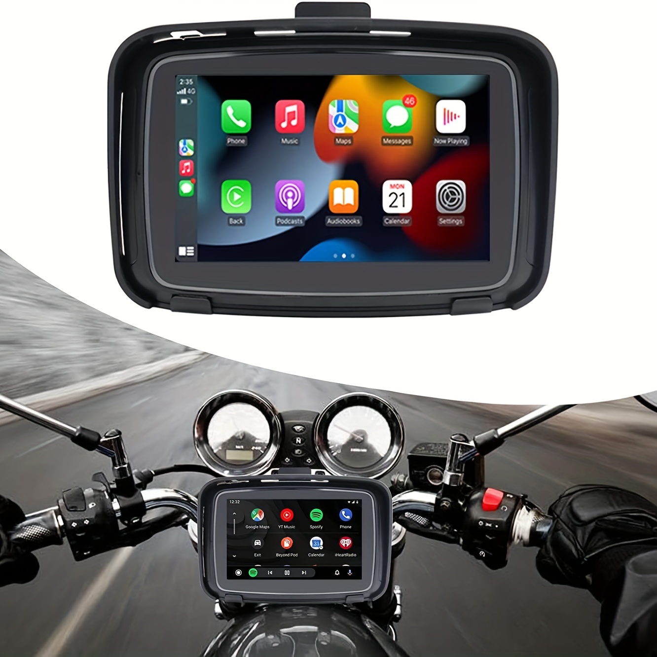 7 Inch Wireless Apple Carplay Motorcycle Portable GPS Navi Navigation Moto  Android Auto Navigator Waterproof IPX7 Screen