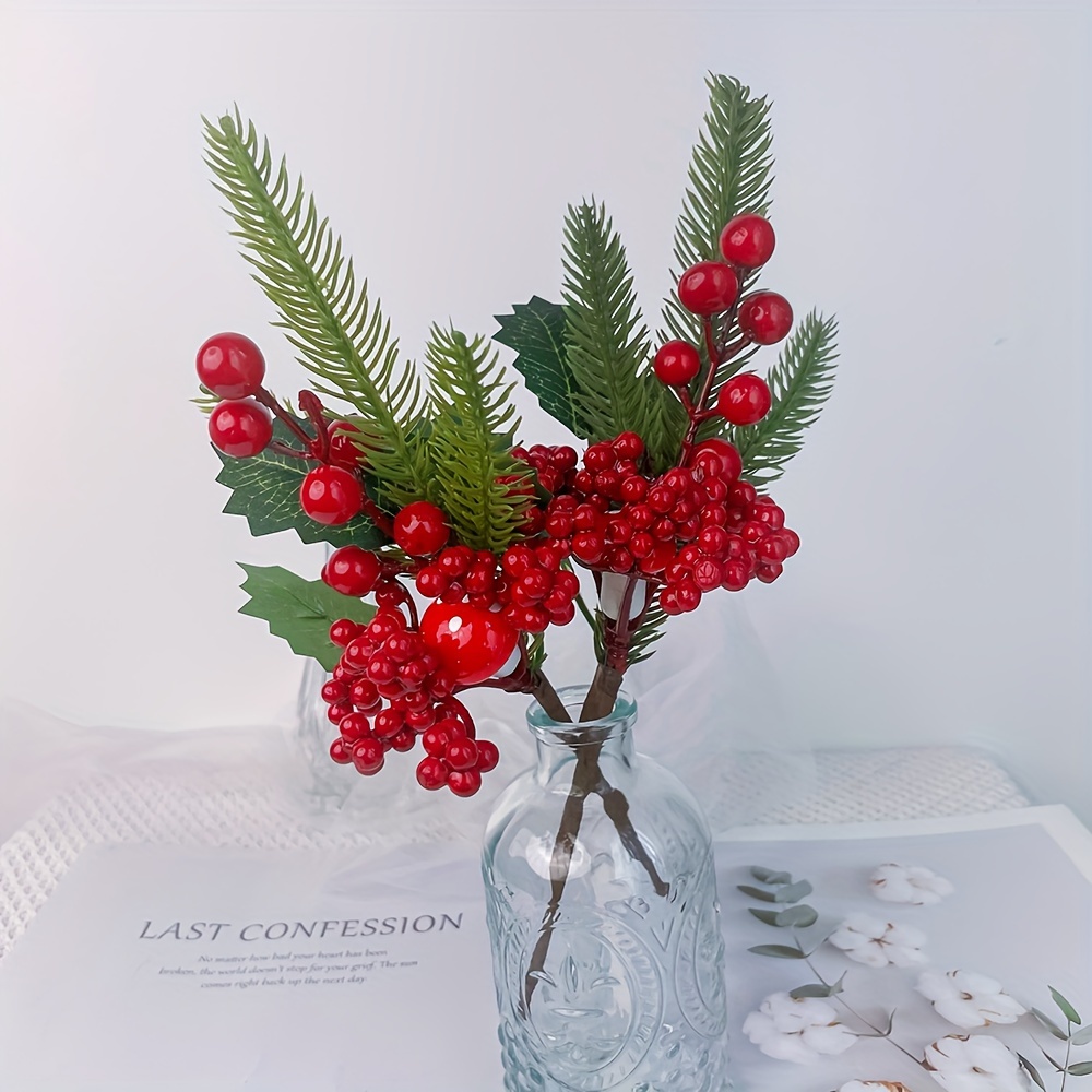 Artificial Holly Berries Branches For Christmas Tree Decor - Temu