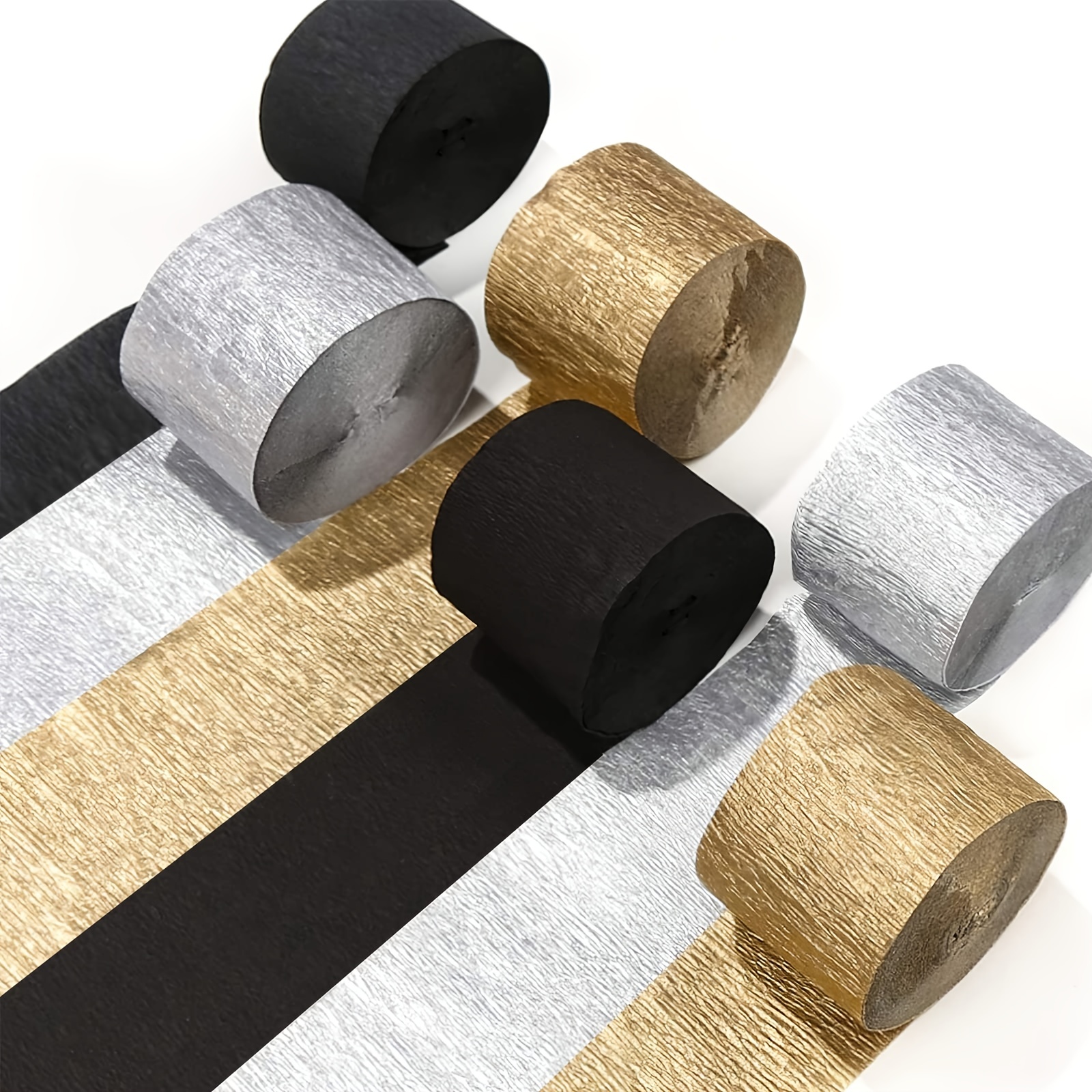 Crepe Paper Streamers 3 Rolls 32ft in 3 Colors (Pink/White/Gold Tone)