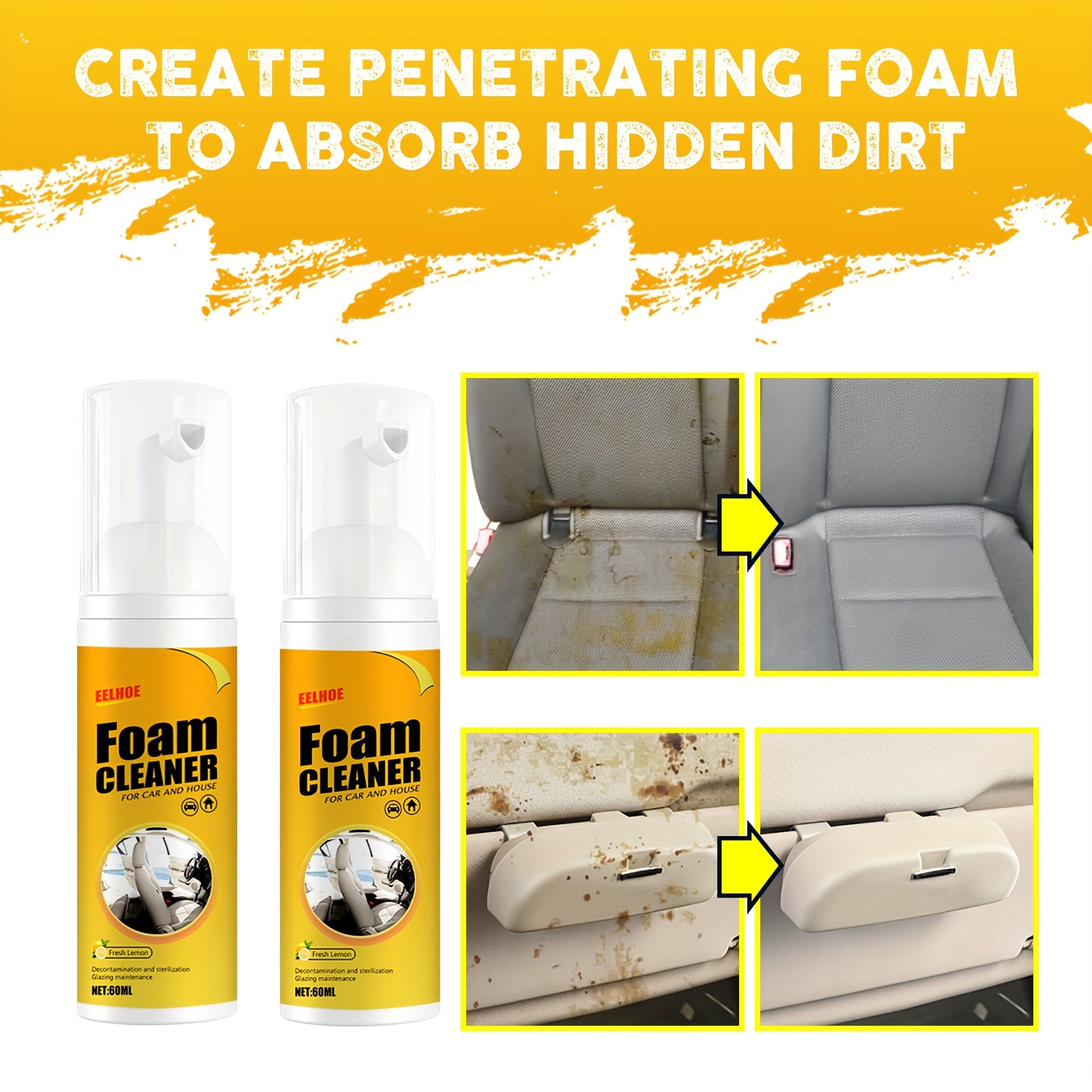 KEEDIN Car Interior Foam Cleaner Car Household Use Decontamination Cleaning  Seat Leather Multi-functional Cleaner