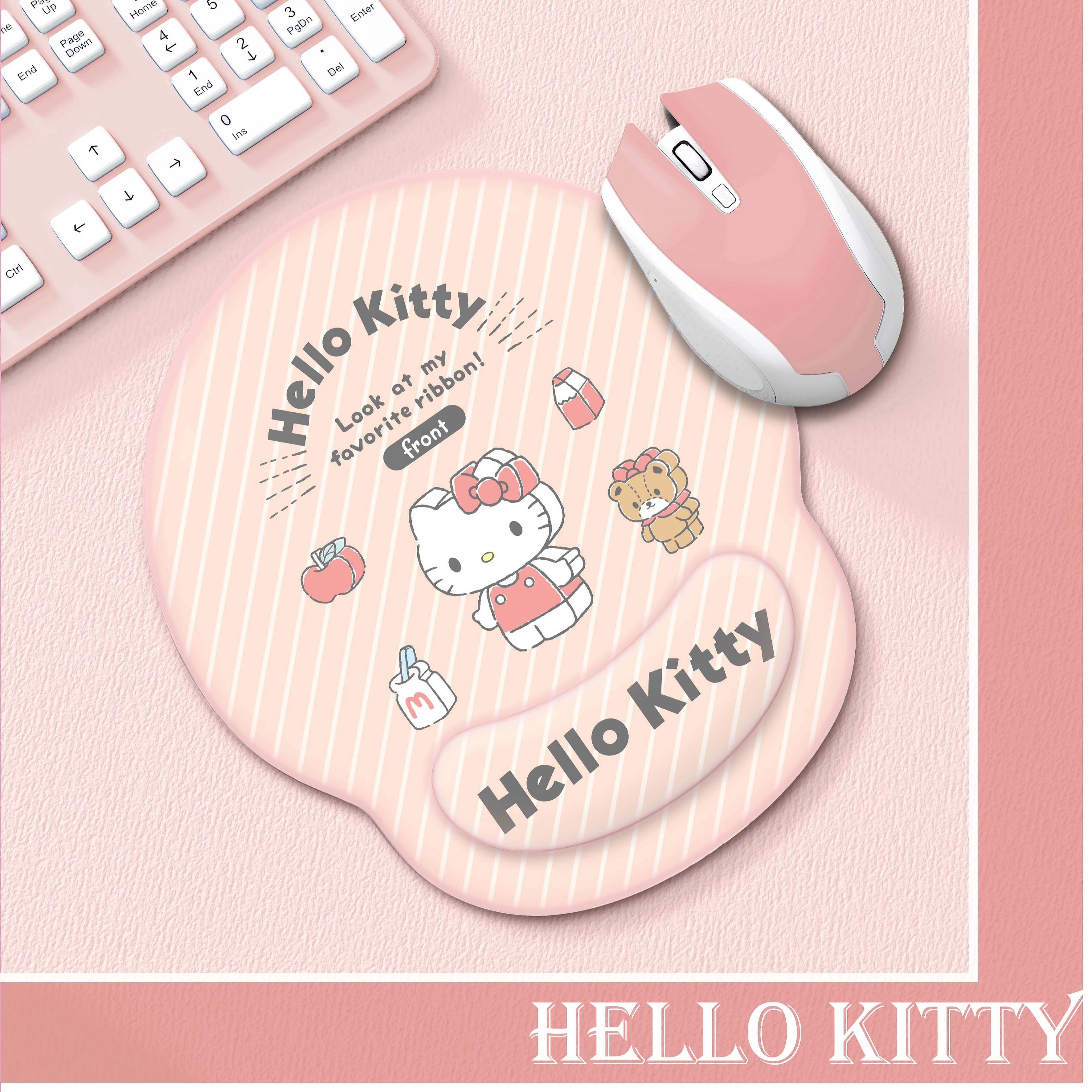 Cute Hello Kitty Mouse Pad Wrist Support, Hello Kitty Desk Accessories  Office Supplies Stuff, Kawaii Mousepad Ergonomic Mouse Pad with Wrist Rest  for