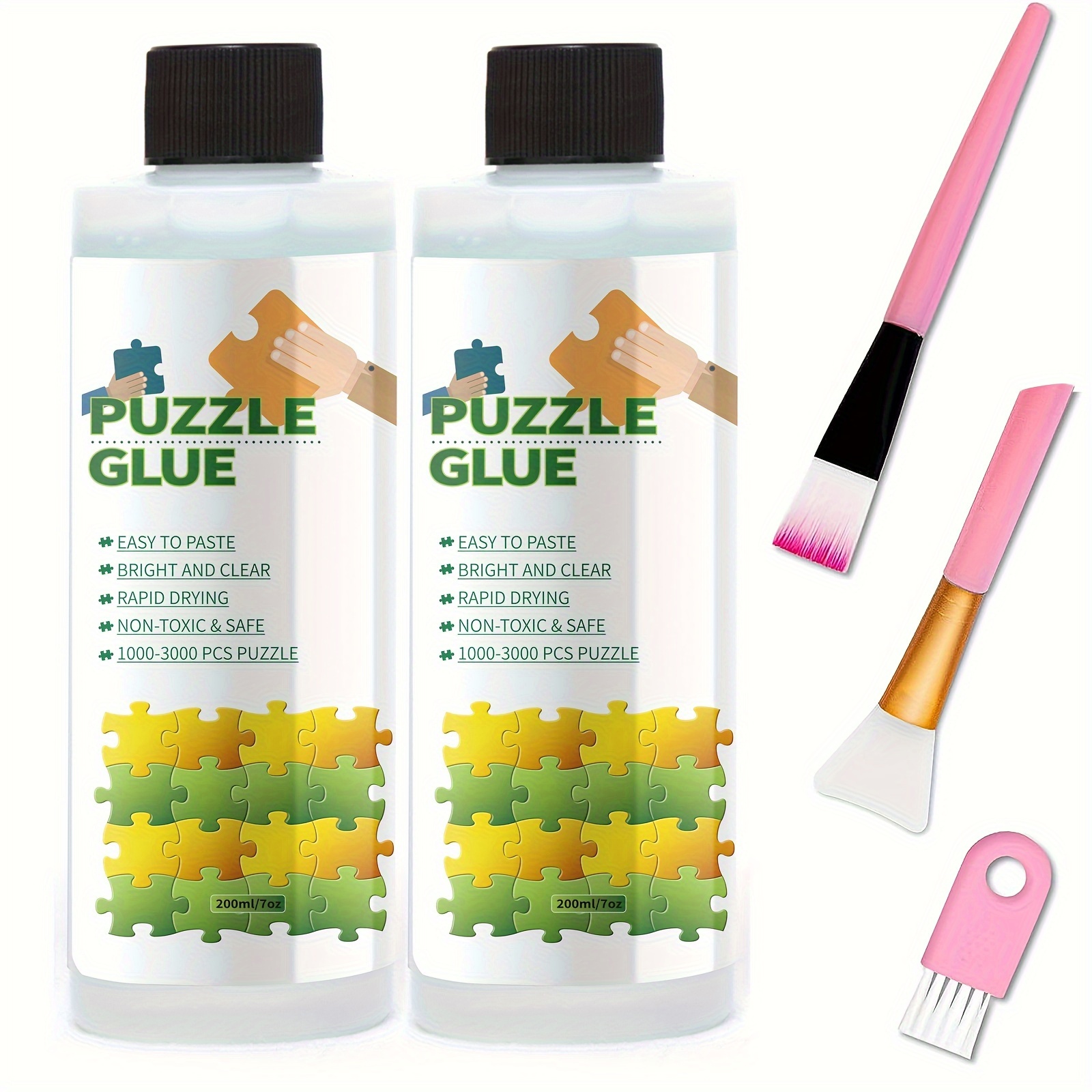 Puzzle Saver Glue Kit and Diamond Painting Sealer, Adhesive Brushes for  Jigsaw Puzzles, Boards, Mats, with Pixiss Accessory Kit